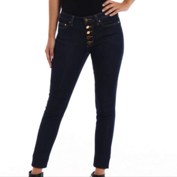 Michael Kors Black Selma Skinny Jeans w/Gold Button Fly - Picture 4 of 16